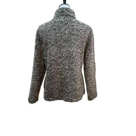 Fuzzy Fleece Quarter Zip Pullover Sweater Brown Cozy Winter Warm - Picture 3 of 9